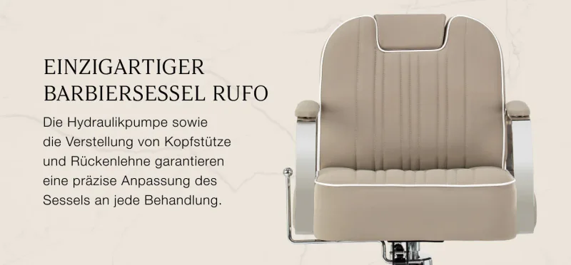 Friseurstuhl Rudolfo – für Coiffeure, Barber & Kosmetik-Beige