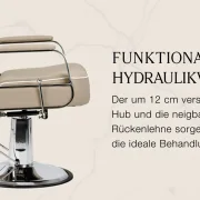 Friseurstuhl Rudolfo – für Coiffeure, Barber & Kosmetik-Beige