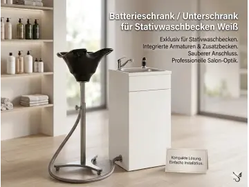 Batterieschrank mit Armatur & Becken – kompatibel mit Stativwaschbecken