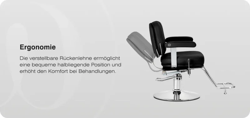 Coiffeurstuhl Ortega bewegliche Rückenlehne Marina schwarz