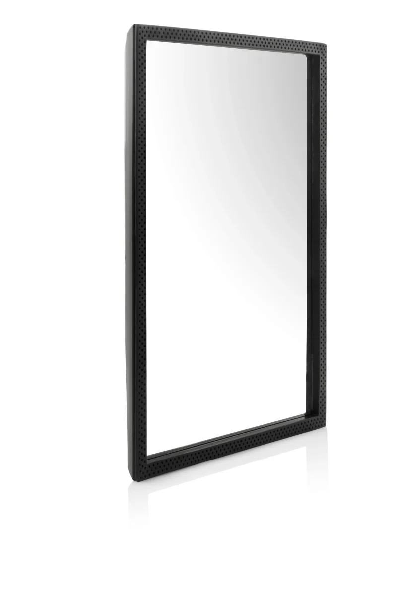 Hand Spiegel Coiffeur Friseur, QUER  ECKIG mirror Blackmirror Black