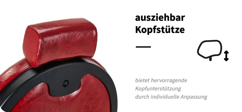 Barberstuhl El-Presidente altes Leder rot