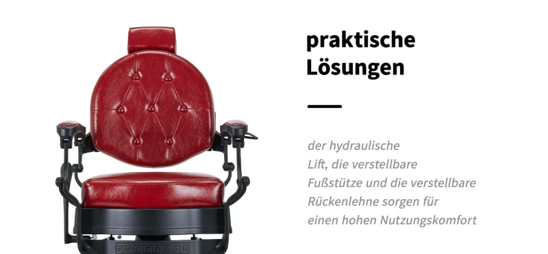 Barberstuhl El-Presidente altes Leder rot