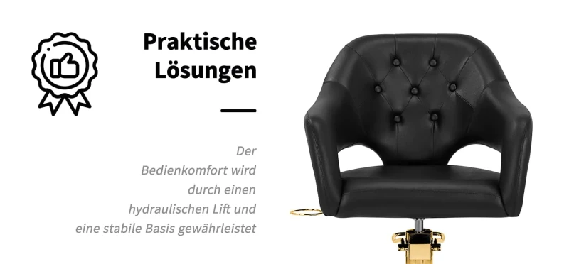 Coiffeur Stuhl Perma Gold Schwarz