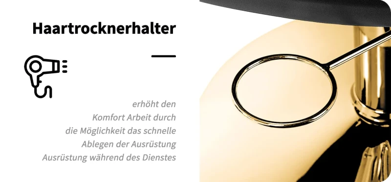 Coiffeur Stuhl Perma Gold Schwarz