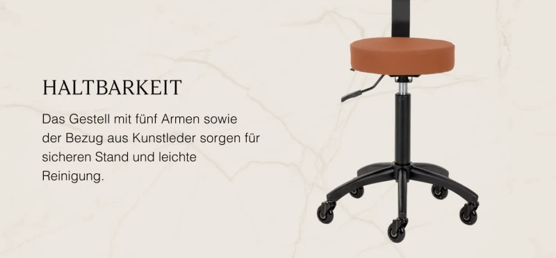 Rollhocker DORA – Mobil & ergonomisch für Salon, Studio & Praxis- Braun