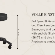 Rollhocker DORA – Mobil & ergonomisch für Salon, Studio & Praxis- SCHWARZ
