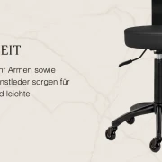 Rollhocker DORA – Mobil & ergonomisch für Salon, Studio & Praxis- SCHWARZ