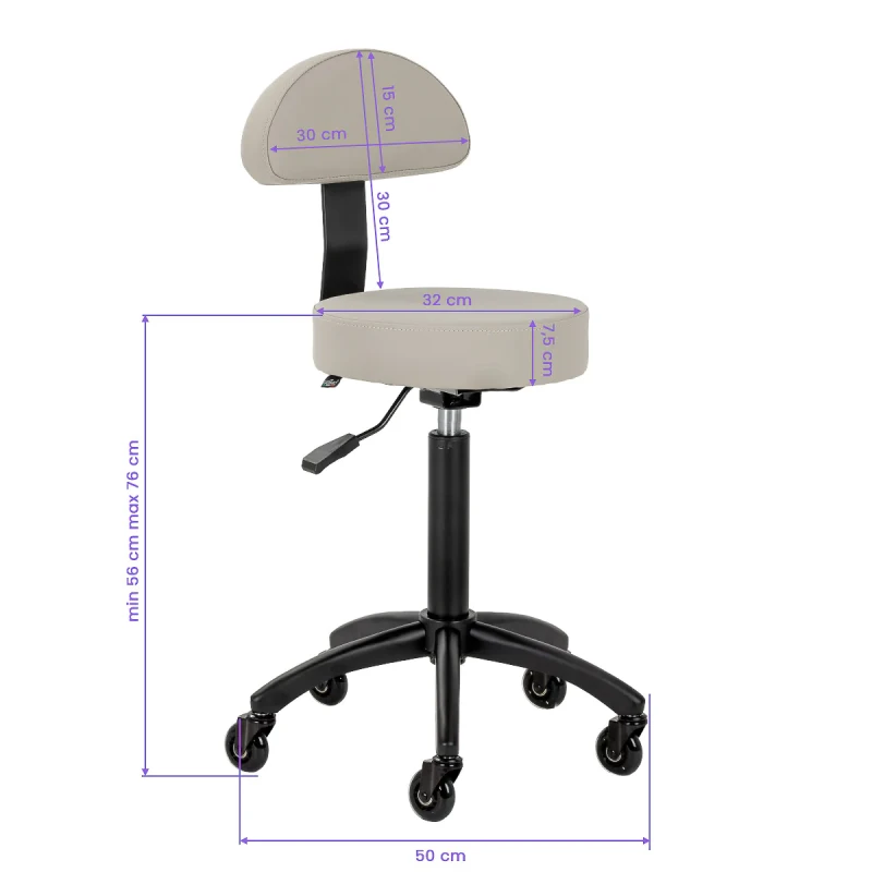 Rollhocker DORA – Mobil & ergonomisch für Salon, Studio & Praxis- GRAU